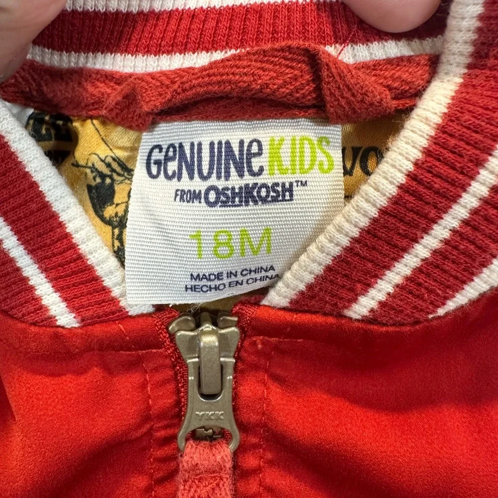 Genuine‎ Kids OshKosh Red White Varsity Lion Bomber Jacket 18M Circus Print